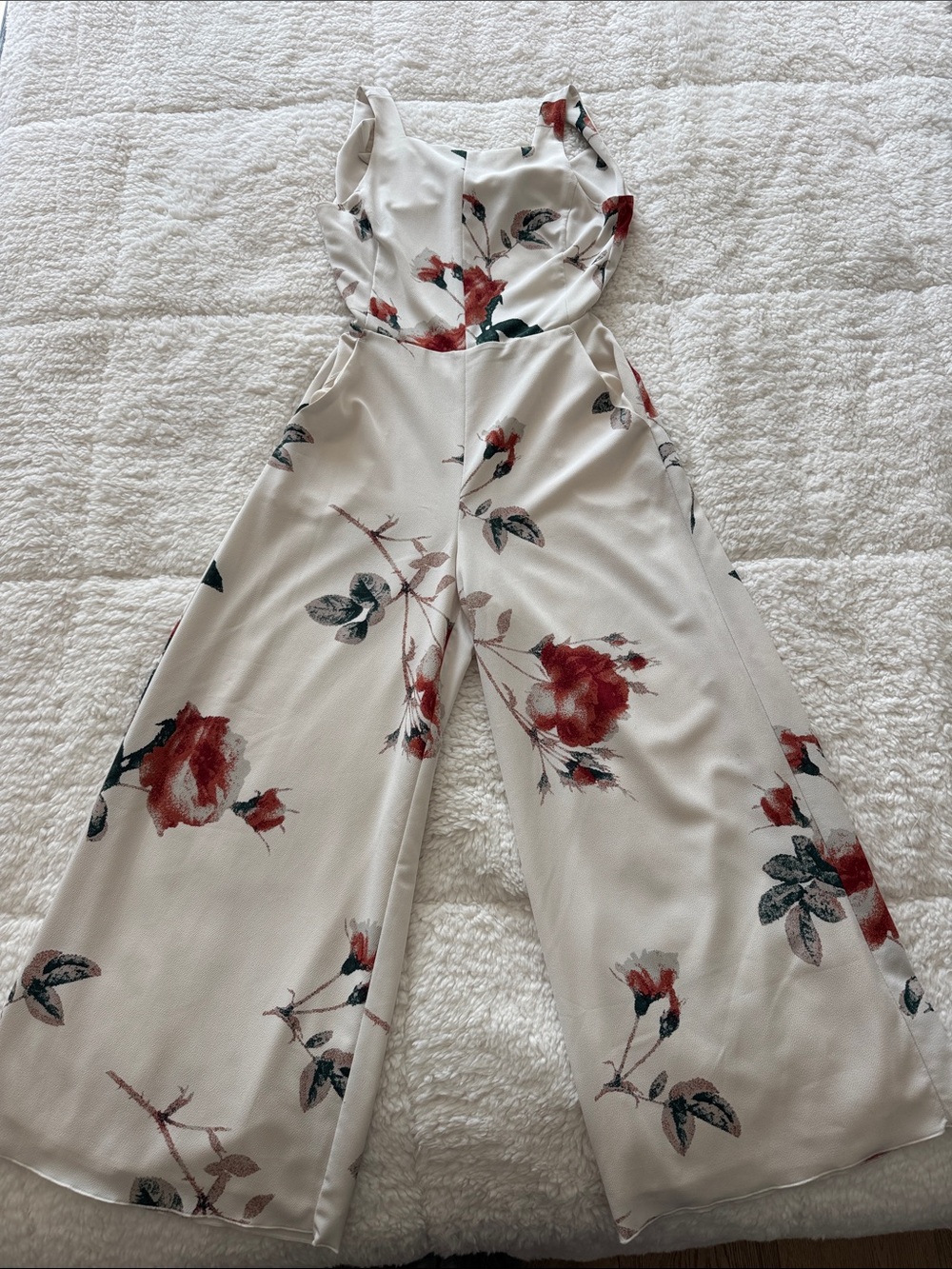Wilfred Cream Jumpsuit with Red Floral Print